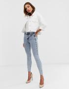 River Island Molly Skinny Jeans In Acid Light Wash-blue