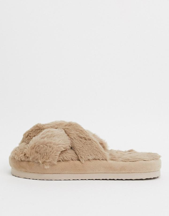 Asos Design Zofia Flatform Braided Slippers In Mink-neutral