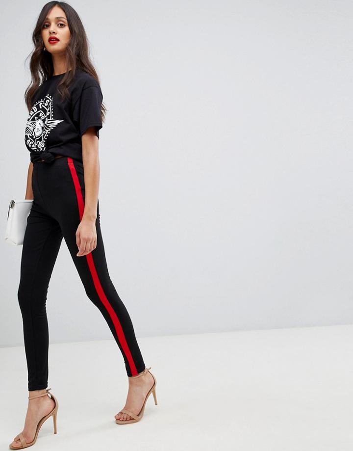 Ax Paris Legging With Side Stripe - Black