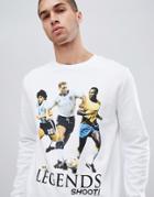 Asos Design Sweatshirt With Shoot Soccer Print - White