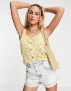 Jdy Crochet Knit Cami Top In Yellow