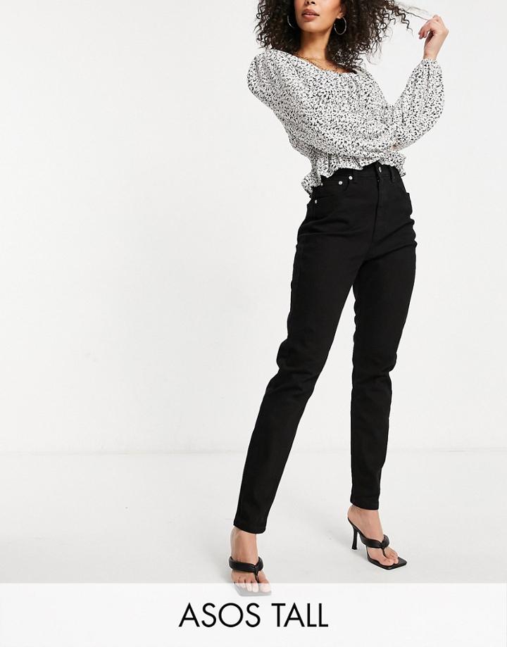 Asos Design Tall Hourglass High Rise Farleigh 'slim' Mom Jeans In Black