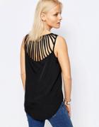 Only Mona Cut Out Back Tank - Black