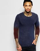 Asos Extreme Muscle 3/4 Sleeve T-shirt With Dip Dye Sleeves