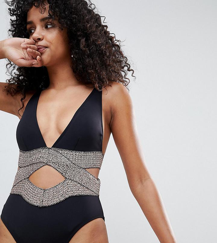 River Island Saddle Stitch Detail Swimsuit