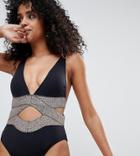 River Island Saddle Stitch Detail Swimsuit