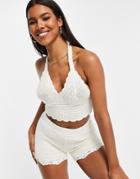 Asos Design Coordinating Halterneck Top-white