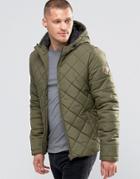 Blend Hooded Quilted Jacket Ivy Green - Green
