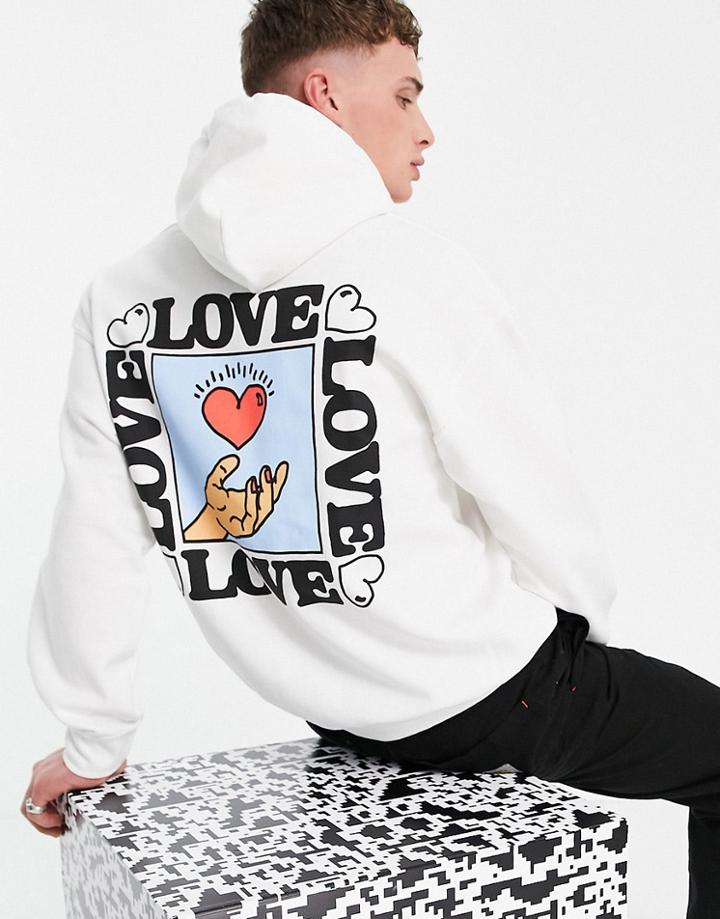 New Love Club Love Hoodie In White