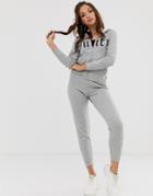 Juicy Couture Gothic Logo Cuffed Sweatpants-gray
