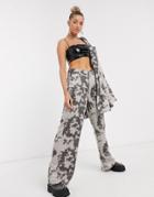 Jaded London Relaxed Wide Leg Pants In Distressed Tye-die Two-piece-multi