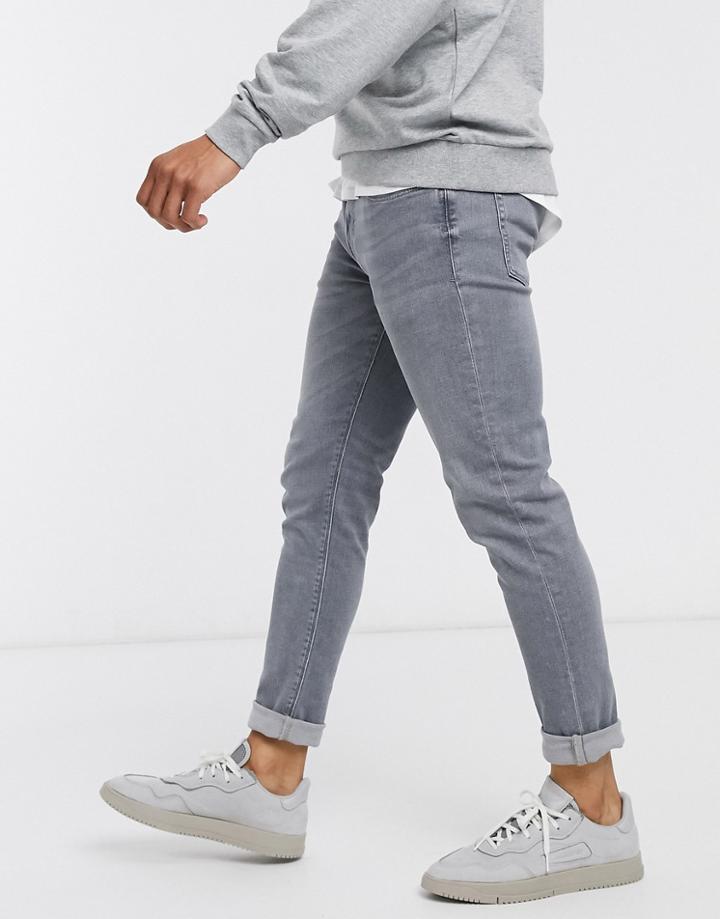 River Island Acid Wash Skinny Jeans In Gray-grey