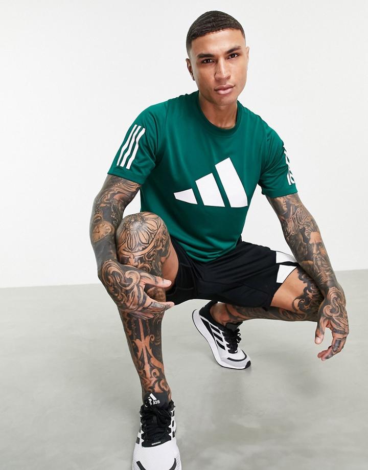 Adidas Training T-shirt With Large Bos Logo In Green