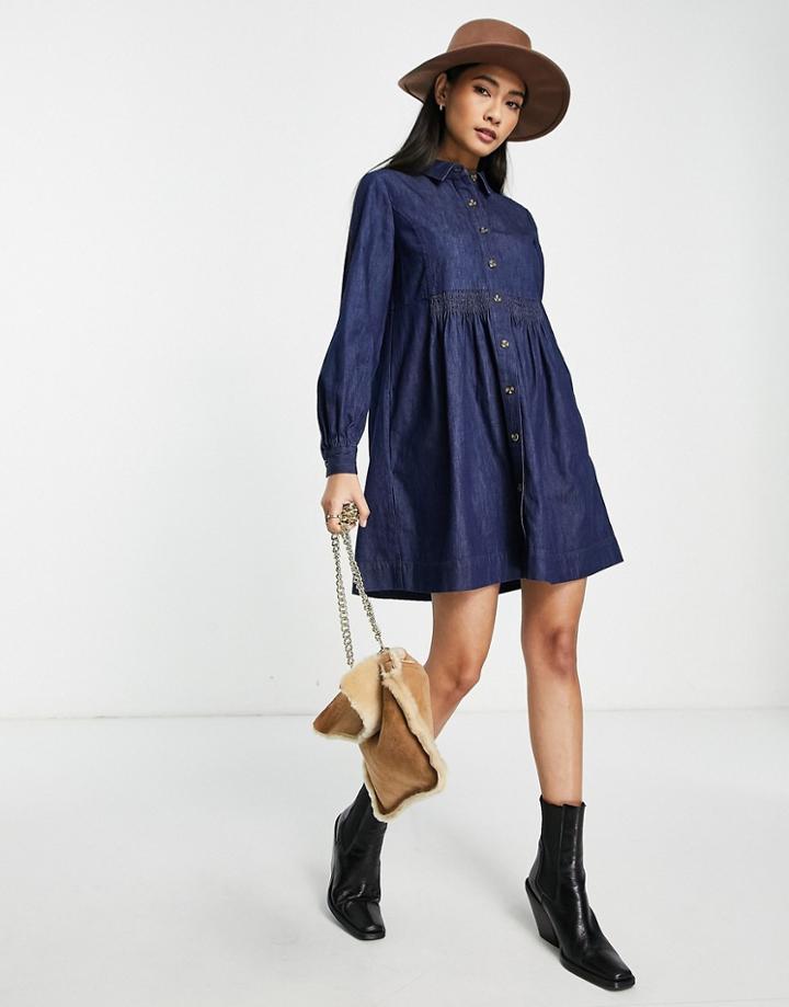 Whistles Denim Trapeze Dress In Blue