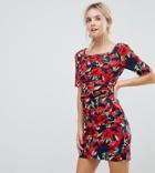 Uttam Boutique Petite Floral Front Gathering Dress-multi