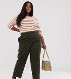 Asos Design Curve Casual Pants With Straight Leg And Raw Hem
