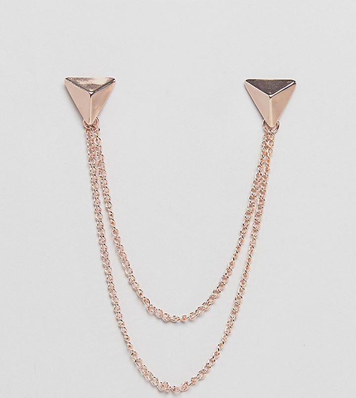 Designb Triangle Collar Tips & Chain In Rose Gold Exclusive To Asos - Silver
