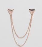 Designb Triangle Collar Tips & Chain In Rose Gold Exclusive To Asos - Silver