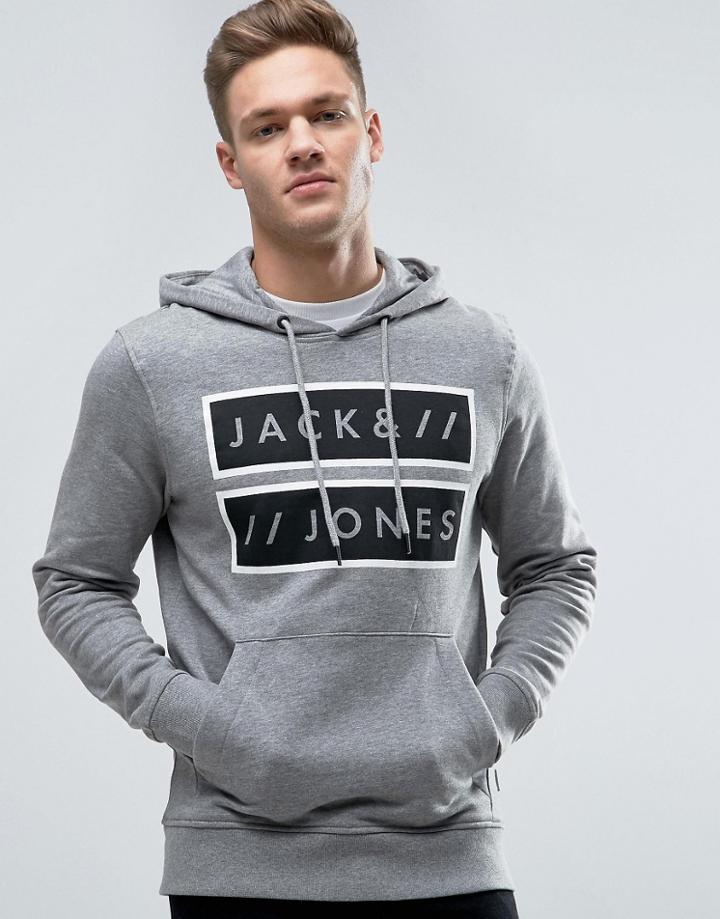 Jack & Jones Core Hoodie With Graphic Print - Gray
