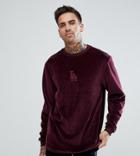 New Era La Dodgers Velour Long Sleeve T-shirt In Maroon - Red