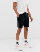 Asos Design Jersey Skinny Shorts With Piping In Black - Black
