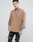 Asos Oversized Viscose Over Head Shirt - Brown