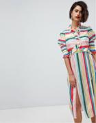 Vero Moda Stripe Midi Dress With Side Splits - Multi