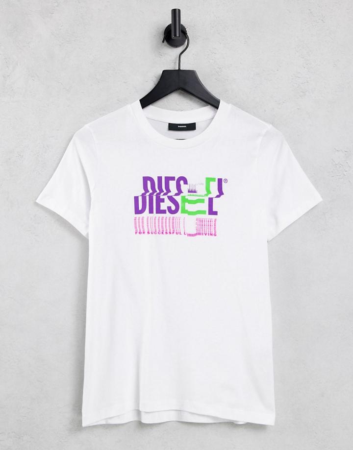 Diesel T-sily K6 Neon Logo T-shirt In White