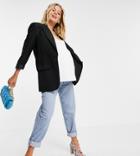 Asos Design Maternity High Rise 'slouchy' Mom Jeans In Stonewash With Elasticated Side Waistband-blues