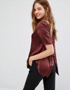 Vero Moda Button Back Dip Hem Top - Brown
