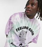 Collusion Oversized T-shirt With Bear Print In Tie Dye-multi