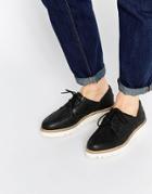 Asos Matched Up Leather Flat Shoes - Black