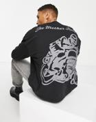 Asos Design Oversized Long Sleeve T-shirt With Route 66 Print In Black