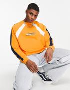 Asos Design Oversized Sweatshirt With Color Block And Logo Print-orange