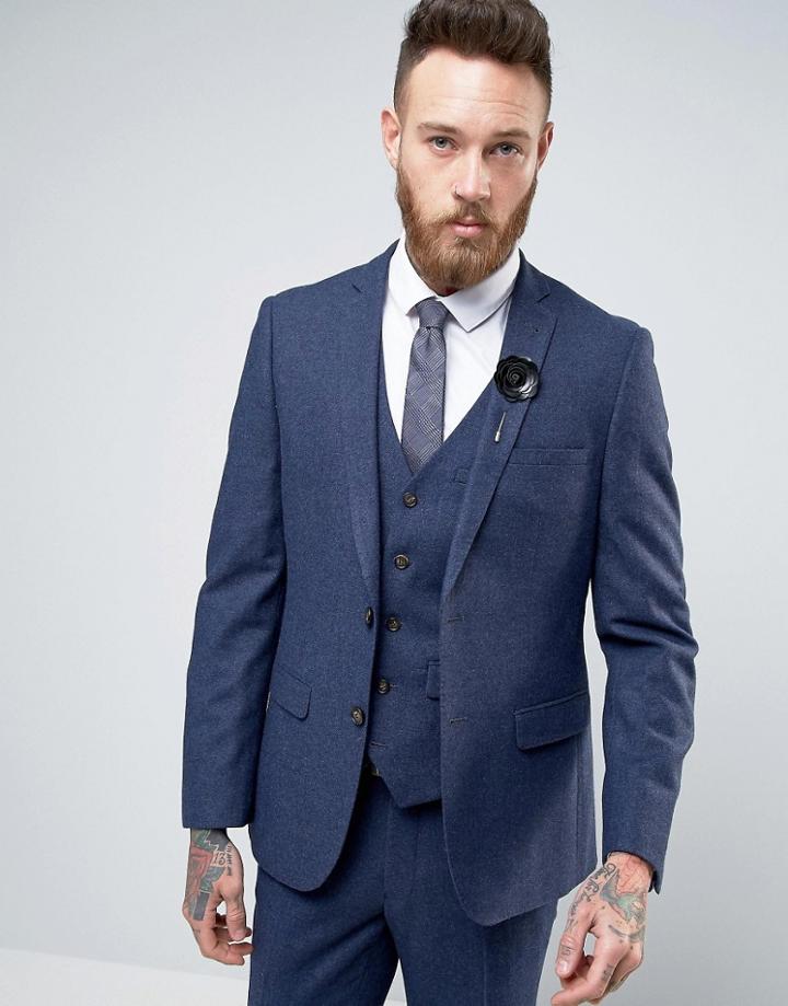 Harry Brown Heritage Slim Fit Donegal Suit Jacket - Blue
