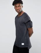 Criminal Damage T-shirt With Layered Sleeves - Black