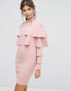 Club L Ruffle Layer Bodycon Dress - Pink