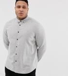 Asos Design Plus Regular Fit Nep Shirt In Gray - Gray