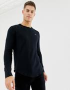 Hollister Icon Logo Waffle Long Sleeve Top In Black - Black