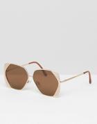 Asos Oversized 70s Sunglasses In Square Corner Detail Glitter Frame -