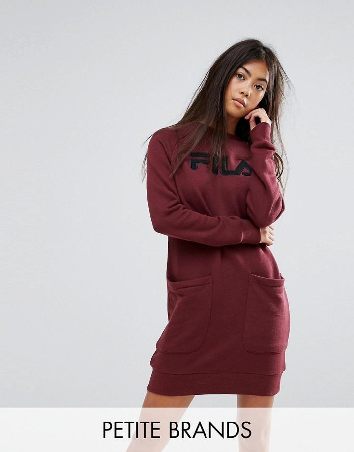 Fila Petite Oversized Sweater Dress With Logo And Pocket Detail - Red