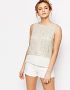 Coast Comet Top In Sequin - Beige