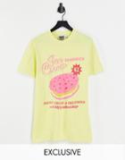 Reclaimed Vintage Inspired Relaxed T-shirt With Retro Ice Cream Print In Yellow Pique
