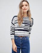 Lavand Smudge Knit Short Sleeve Sweater - Multi