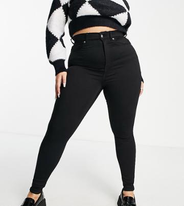 Dr Denim Plus Moxy Skinny Jeans In Black-pink