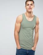 Asos Extreme Muscle Fit Tank In Green - Green