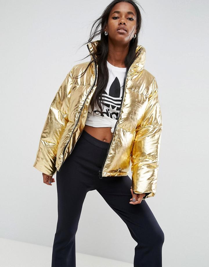 Asos Metallic Puffer Jacket - Gold