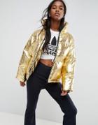 Asos Metallic Puffer Jacket - Gold