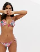 Accesorize Reversible Tie Side Bikini Bottom In Bright Floral - Multi