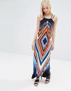 Qed London Illusion Print Maxi Dress With Double Straps
